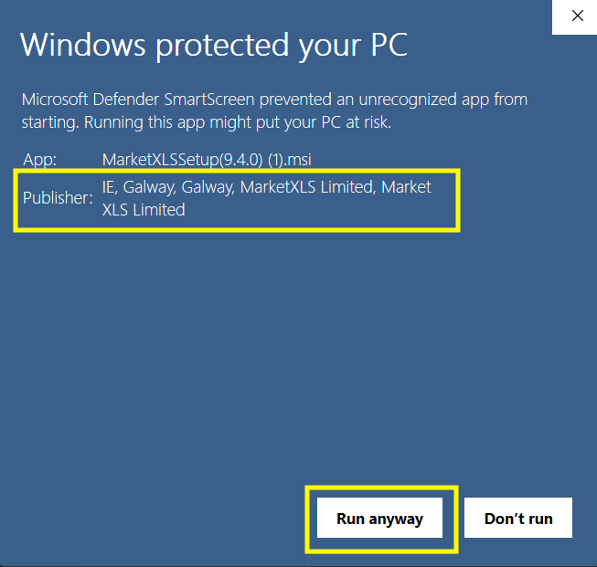 Windows Defender Warning
